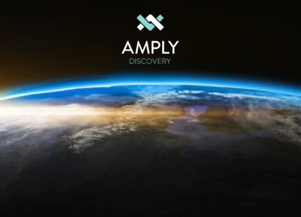 Amply Discovery logo displayed above a view of Earth from space, with a glowing blue horizon.